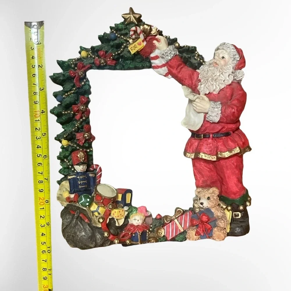 Santa Claus Christmas Picture Frame Resin 3D Holiday Decor Nutcracker Teddy Bear